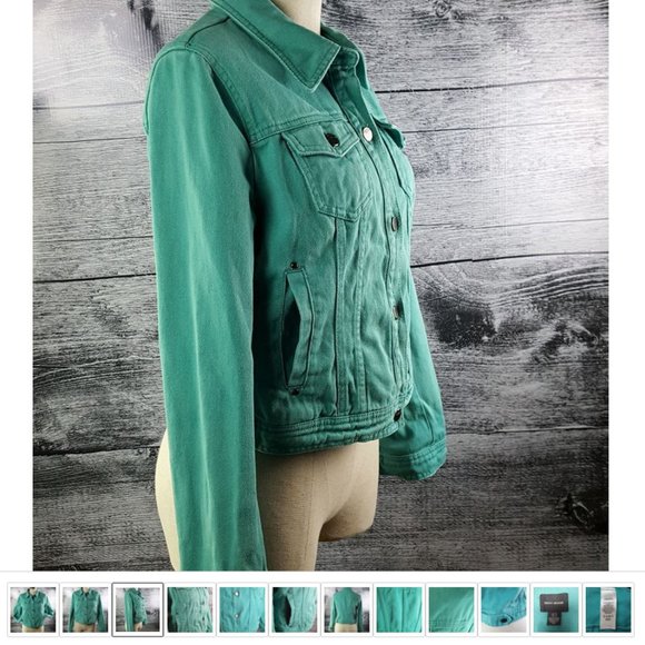 DKNY Jeans Jacket Vibrant green women sz M 100%  COTTON - Picture 3 of 12